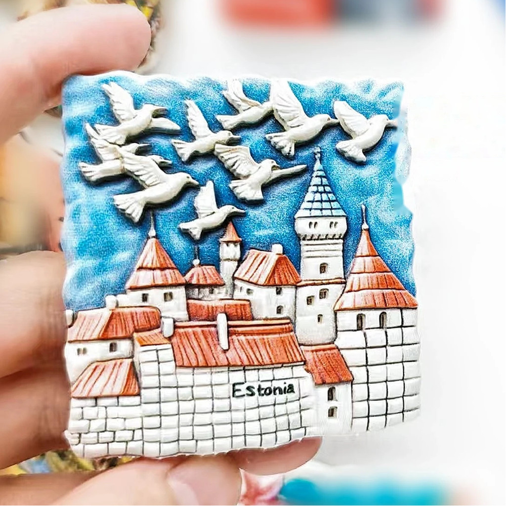 Nam châm tủ lạnh 3D Đông Âu Estonia Bulgaria Romania Latvia Đồ lưu niệm du lịch Tặng quà