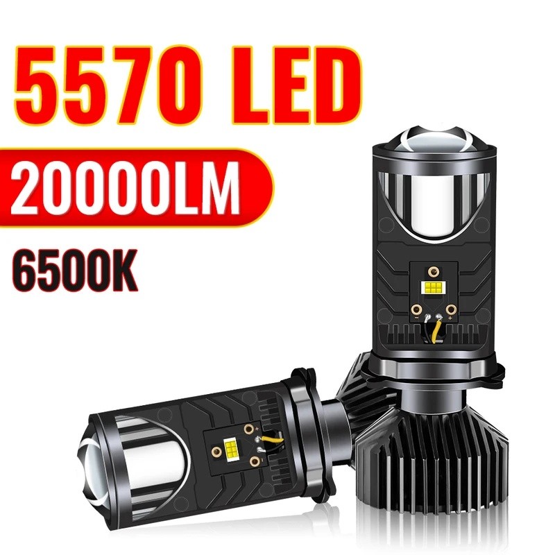 HOT HOT Y6 H4 Ống Kính Máy Chiếu Mini H4 Đèn Pha LED Xe Turbo Quạt Siêu Sáng Hi Lo Beam Đèn Xe H4 Bó