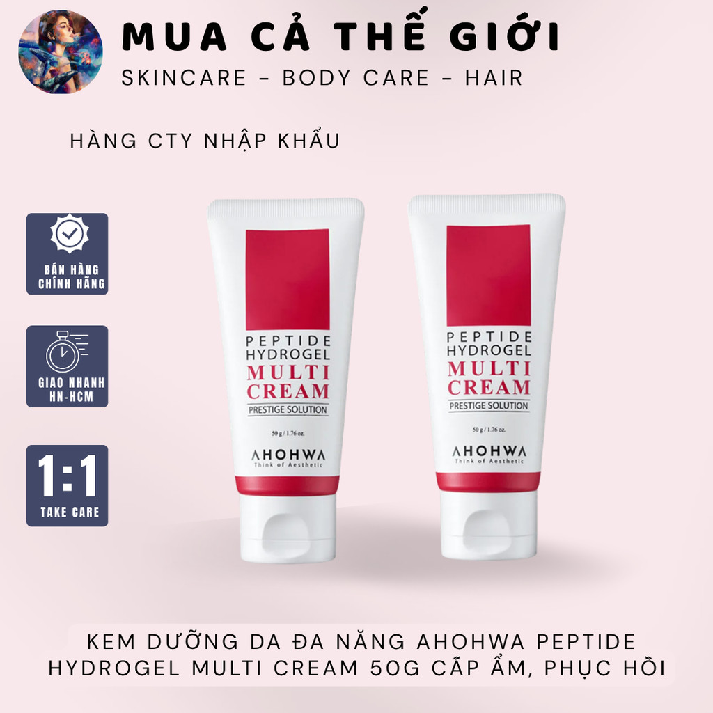 [HÀNG CÔNG TY]  Kem Dưỡng Da Đa Năng AHOHWA Peptide Hydrogel Multi Cream 50g | Kem Dưỡng Cấp Ẩm, Phục Hồi, Chống Lão Hoá - 50g