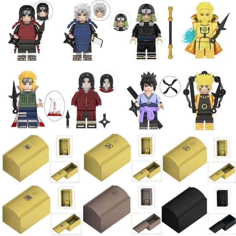 Tương thích với Lego WM6152 Uzumaki Naruto Sasuke Lama Naruto Khối xây dựng Minifigure Toy WX100726@