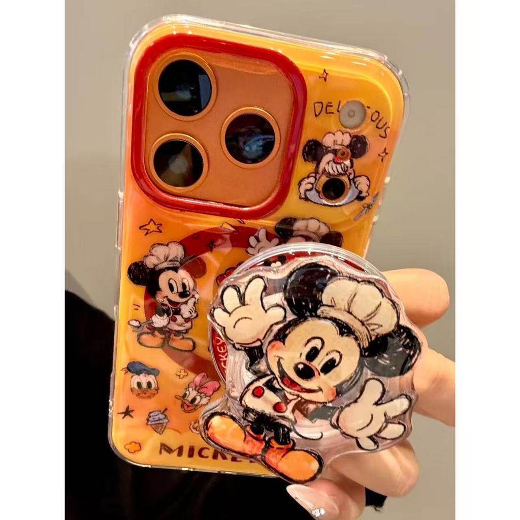 Mũ đầu bếp sơn dễ thương Giá đỡ từ tính Mickey Thích hợp cho vỏ điện thoại ihone17promax16 15pro