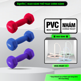 Tạ tay nam nữ nhiều mức chính hãng Agnite - PVC bọc gang siêu bền - dụng cụ hỗ trợ gym, pilates - ER081/ER082/ER083