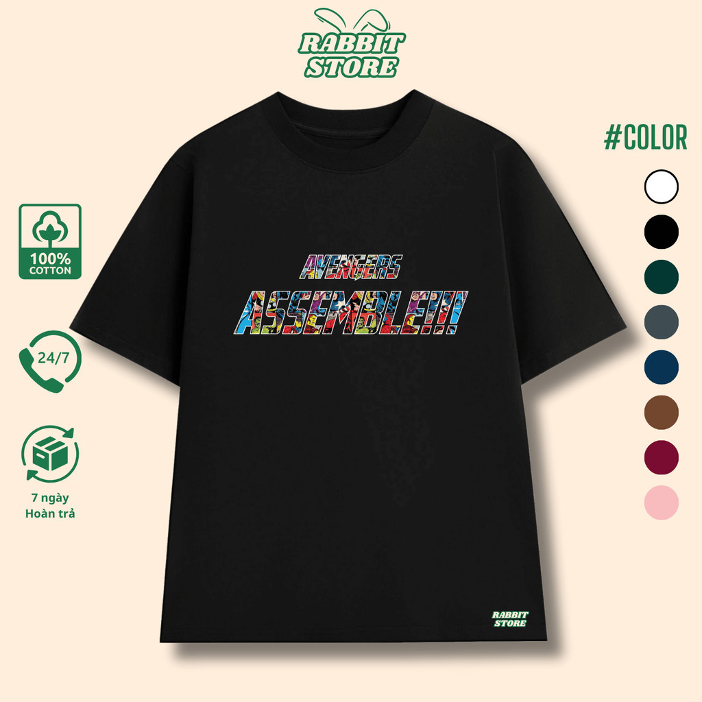 Áo in chữ avengers assemble Oversize unisex, cotton 2 Chiều, định lượng 250gsm Local Brand RABBIT ST