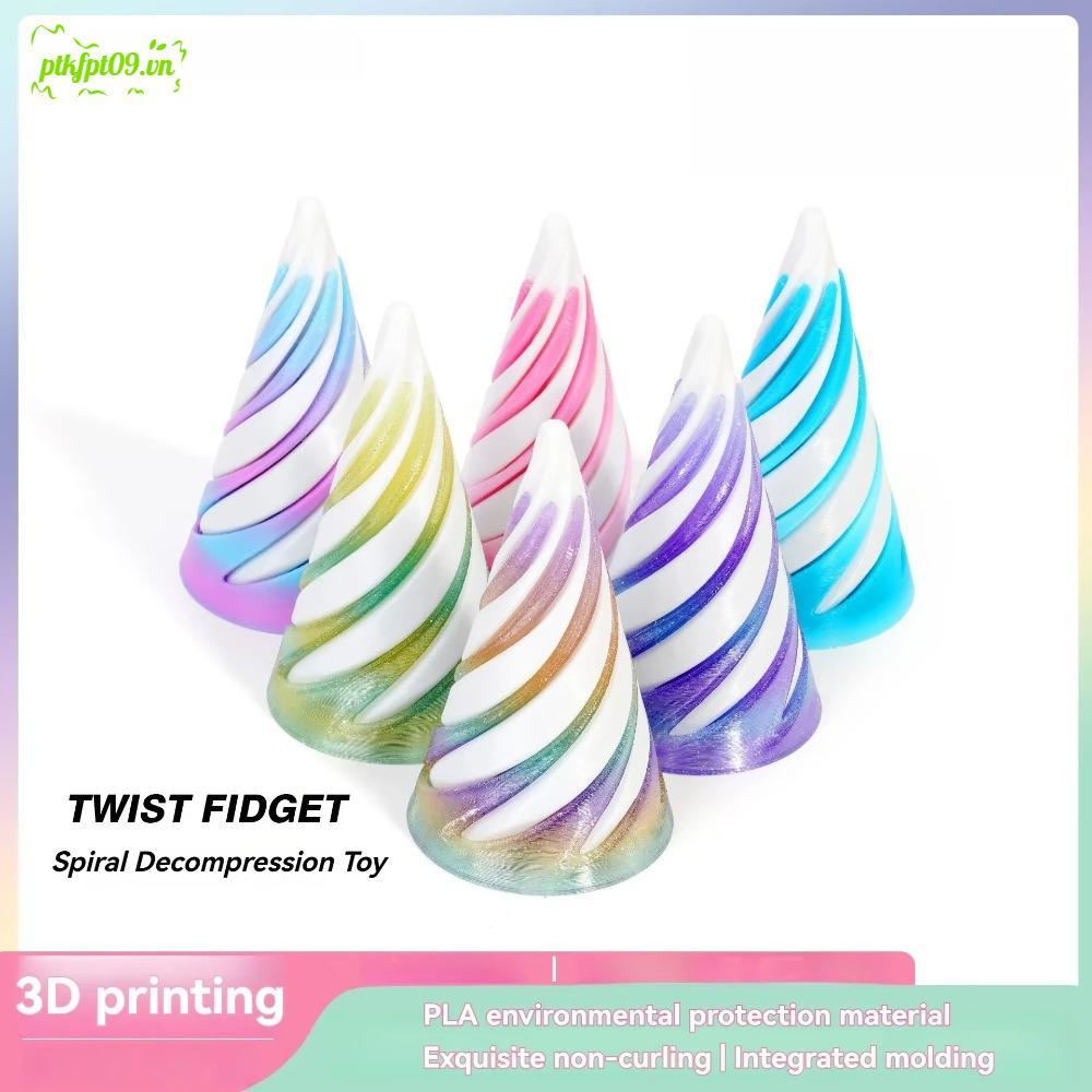 PTKFPT09 Đồ chơi hình nón xoắn ốc in hình, Đồ trang trí trang trí thiết kế xoắn ốc Kim tự tháp bất k