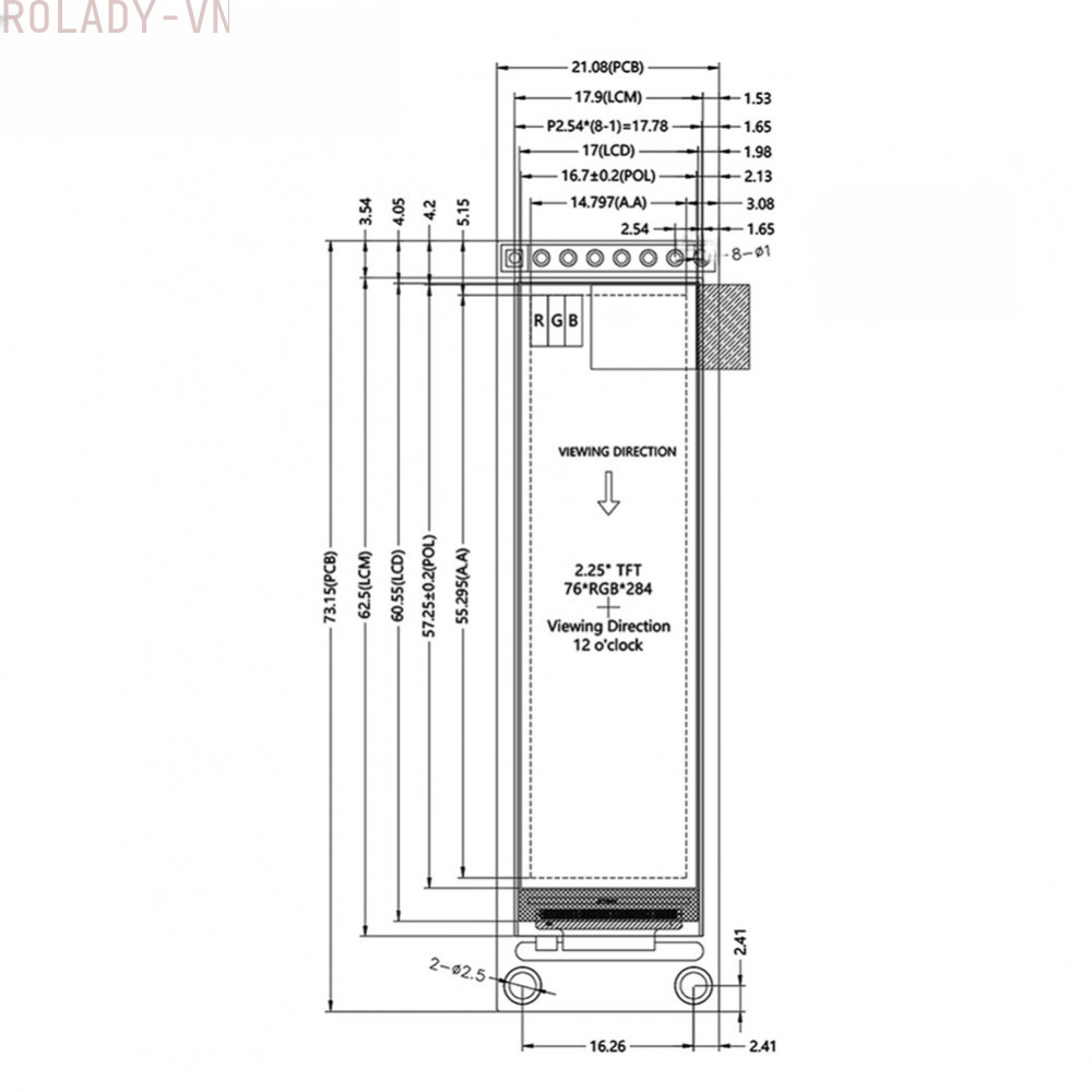 #ROYALLADY#2.25 Inch TFT LCD Fast Communication Reliable Display Operation For SPI Devices