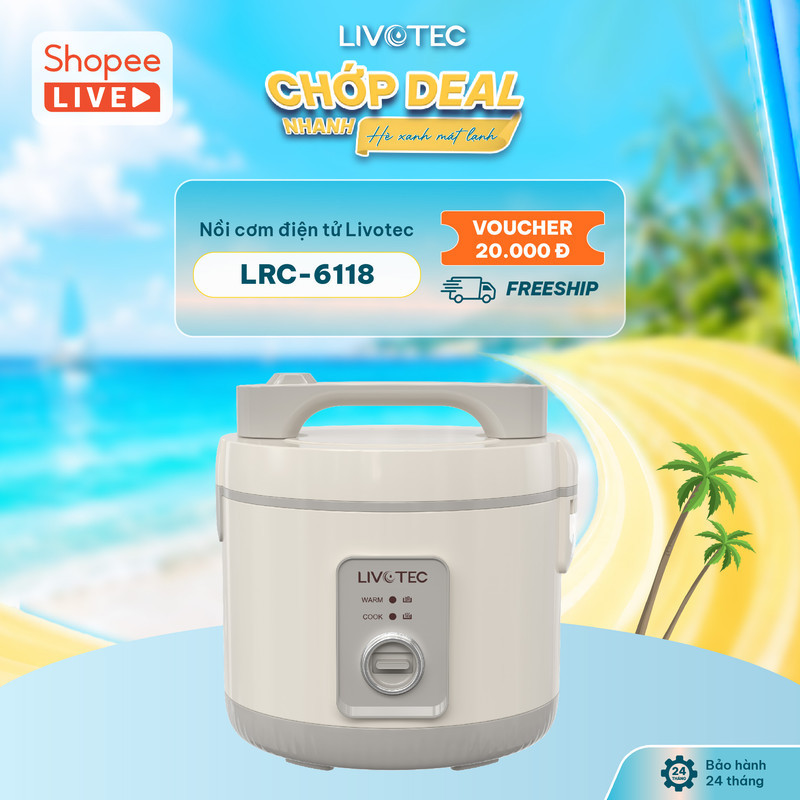 [LIVE LRC 6118] Nồi cơm điện Livotec LRC 6118 (Be), bền đẹp – an toàn sức khỏe, giữ cơm dẻo ngọt suố