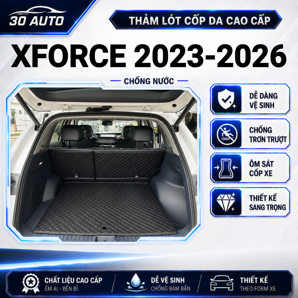 Thảm Lót Cốp Xe MITSUBISHI XFORCE 2023-2026, Thảm Lót Cốp Da Chống Xước,Chống Nước, Không Mùi, Bảo H