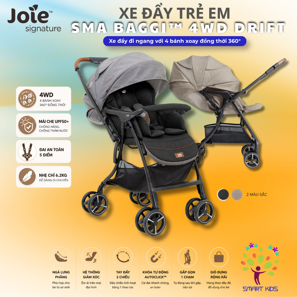 Xe đẩy Trẻ Em Joie SMA Baggi 4WD Drift Dành cho bé từ sơ sinh đến 15kg