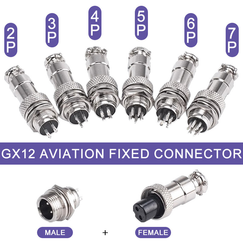 5 Chiếc GX12 Kết Nối Bảng Gắn Tròn Hàng Không Cắm Ổ Cắm 2Pin 3Pin 4Pin 5Pin 6Pin 7Pin Nam Nữ M12 Kết