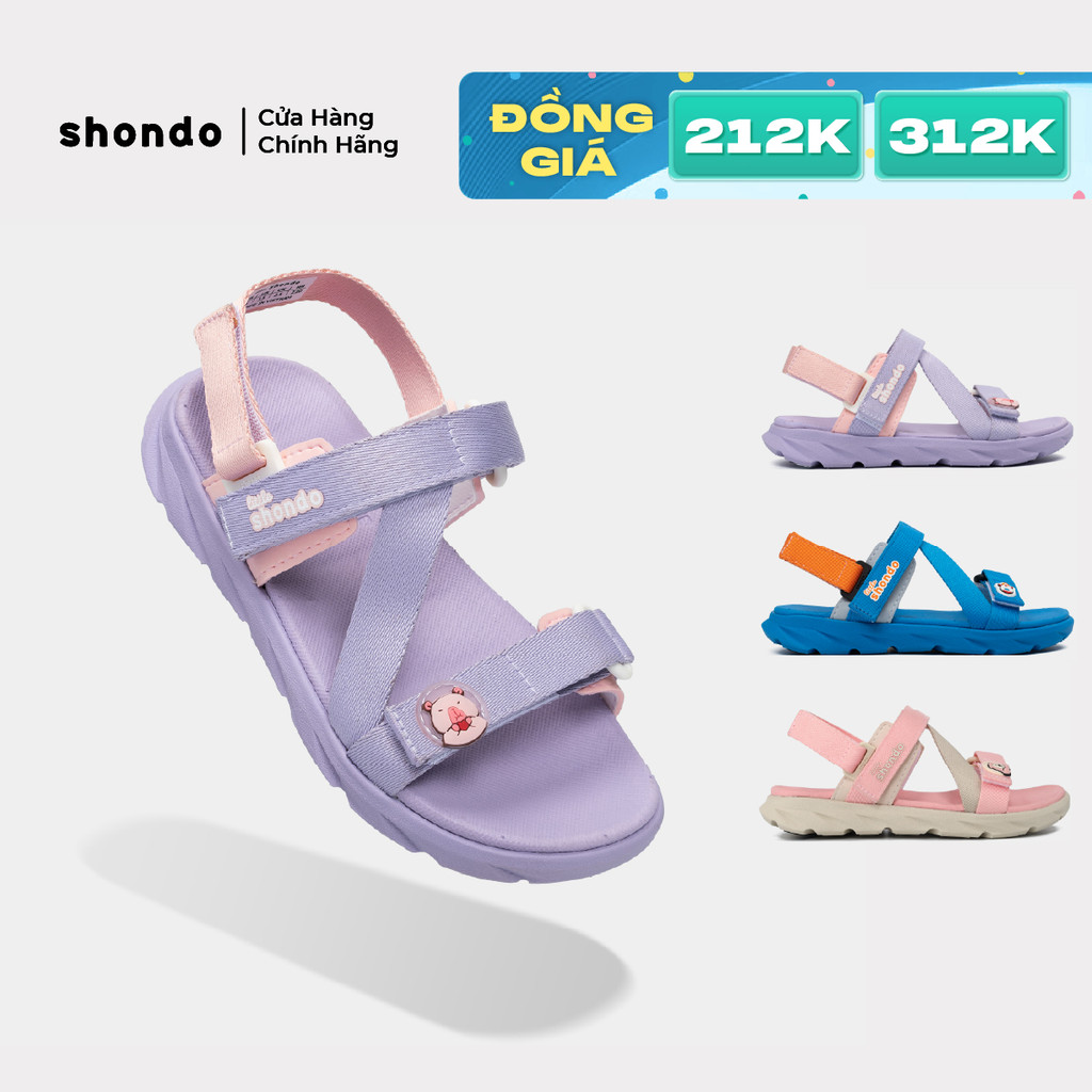 Giày Sandal Trẻ Em Little 6 Tem Khủng Long Thoải Mái, Siêu Nhẹ Shondo Nhiều Màu