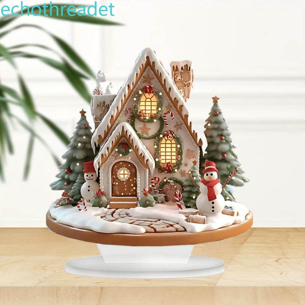 Tượng Nhà Tuyết Giáng Sinh WELON, 2D Acrylic Xmas Magic House Hình Tượng, Sáng Tạo Chống Mài Mòn Nhẹ