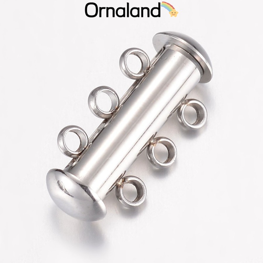 1 Bộ Chống Mài Mòn Thép Không Gỉ 304 Trượt Khóa Móc Khóa Peyote Kẹp 3 Dây 6 Lỗ Ống Thép Không Gỉ Màu