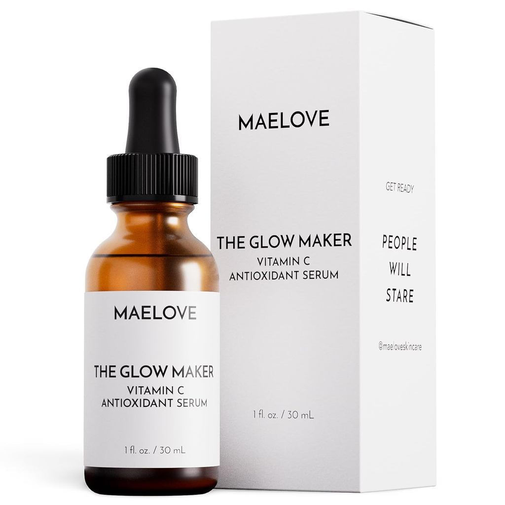 MAELOVE Glow Maker Vitamin C Serum with Vitamin E, Ferulic Acid & Hyaluronic Acid, Award-Winning Bri