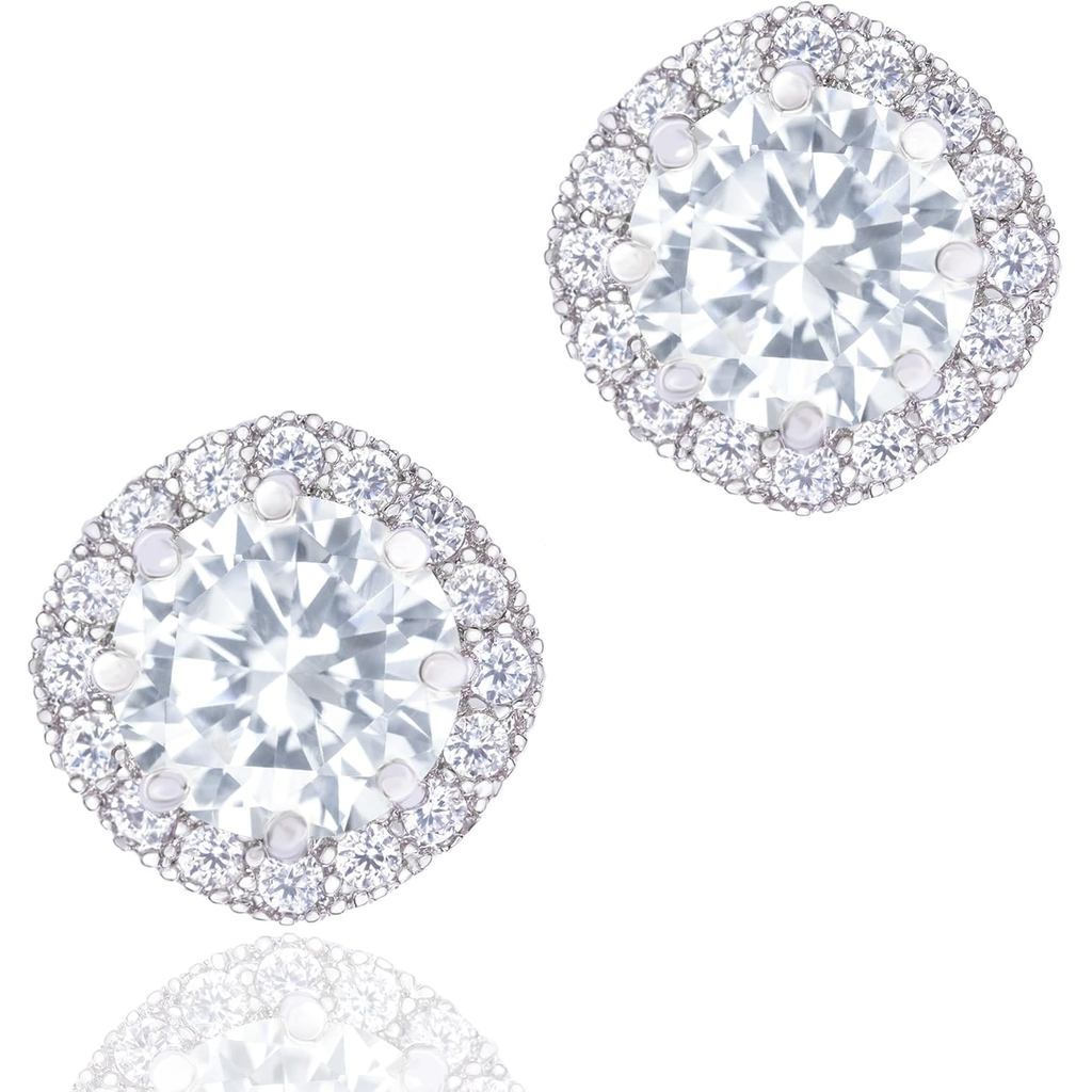 ORROUS & CO18KGoldPlatedCZSô phỏngDiamondStudEarringsforNữ, Không gây dị ứng, 1.9Carat KUQ3 CZMN