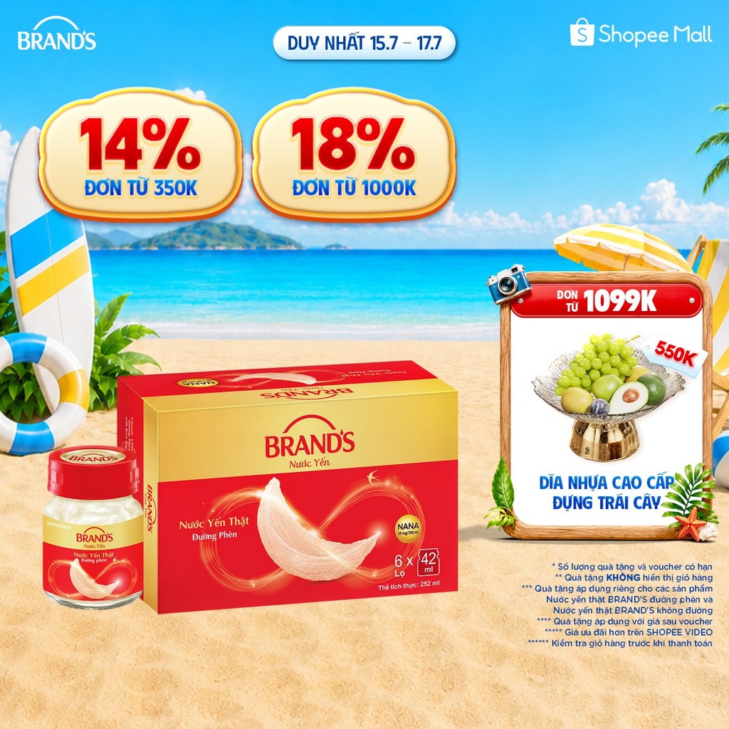 Nước yến thật BRAND'S Đường Phèn (42 ml x 6 lọ)