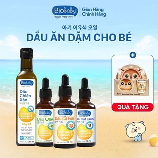 Combo dầu ăn dặm BioBaby 50ML, chiên xào 250ML bổ sung DHA, Omega 3,6,9 cho bé từ 6 tháng