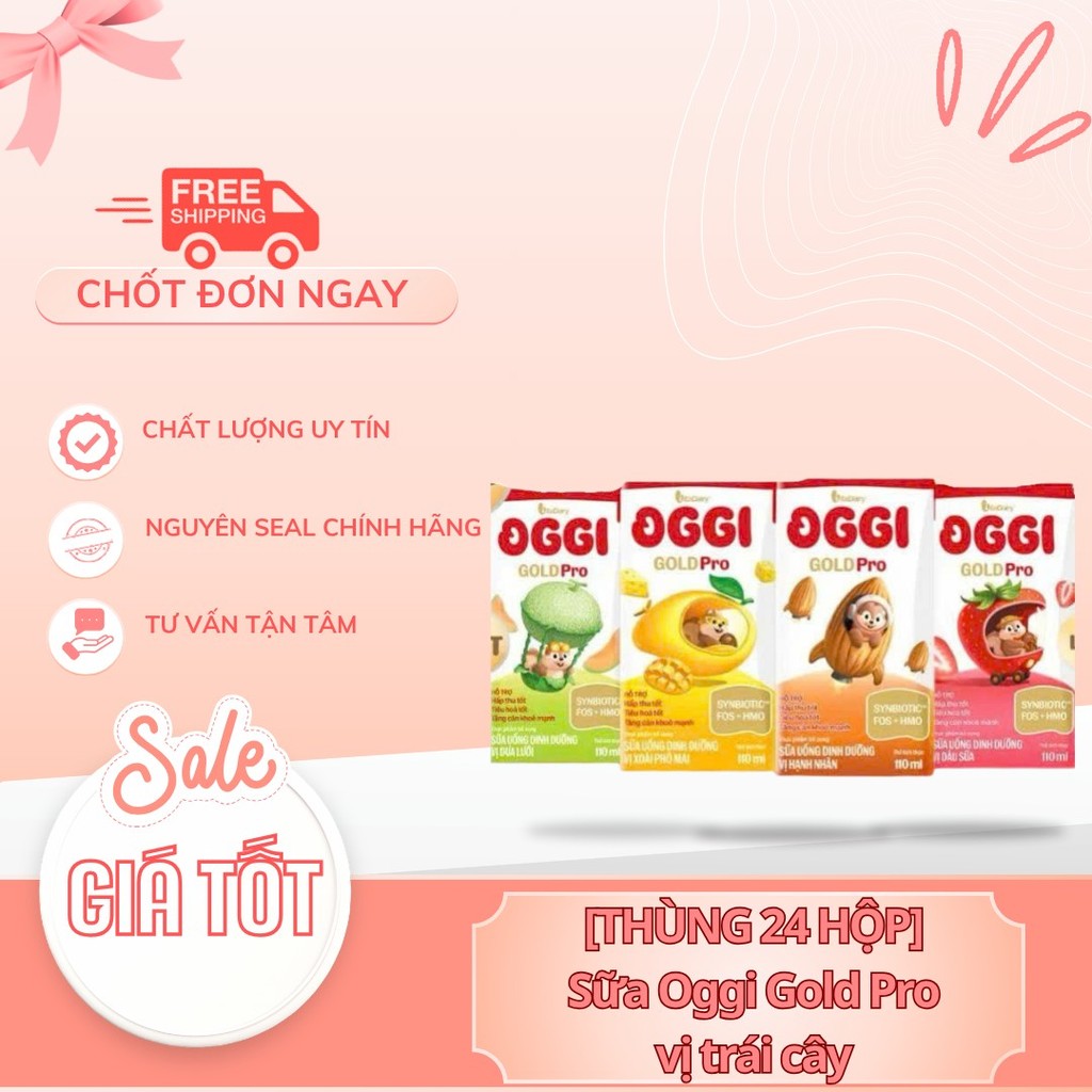 [THÙNG 24 HỘP] Sữa Oggi Gold Pro vị trái cây hỗ trợ chiều cao, toàn diện - Kutebaby