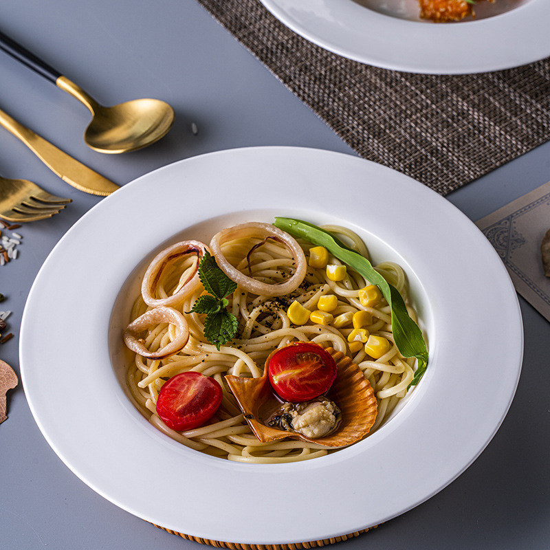 Gốm Tây Thực Phẩm Súp Đĩa Pasta Bát Bắp Cải Rơm Mũ Bát Phương Tây Đĩa UFO Pasta Đĩa Pasta Tấm Hộ Gia