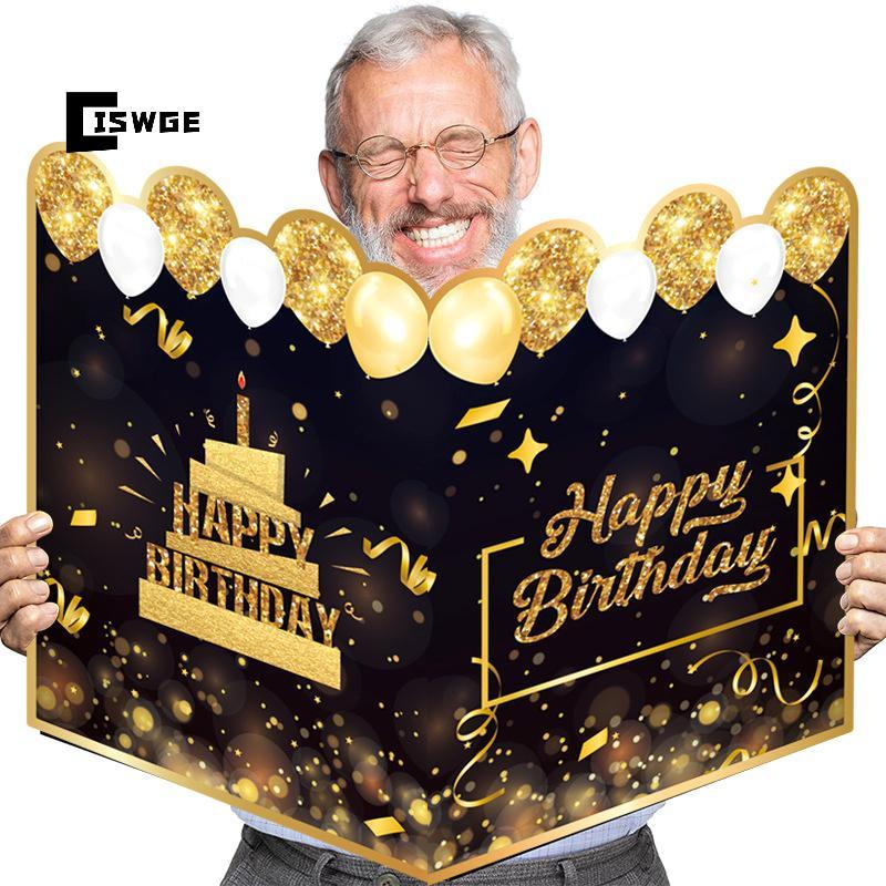 [CISWGE] New Happy Birthday Gold Giant Birthday Guestbook Messagememorative Card [MỚI]