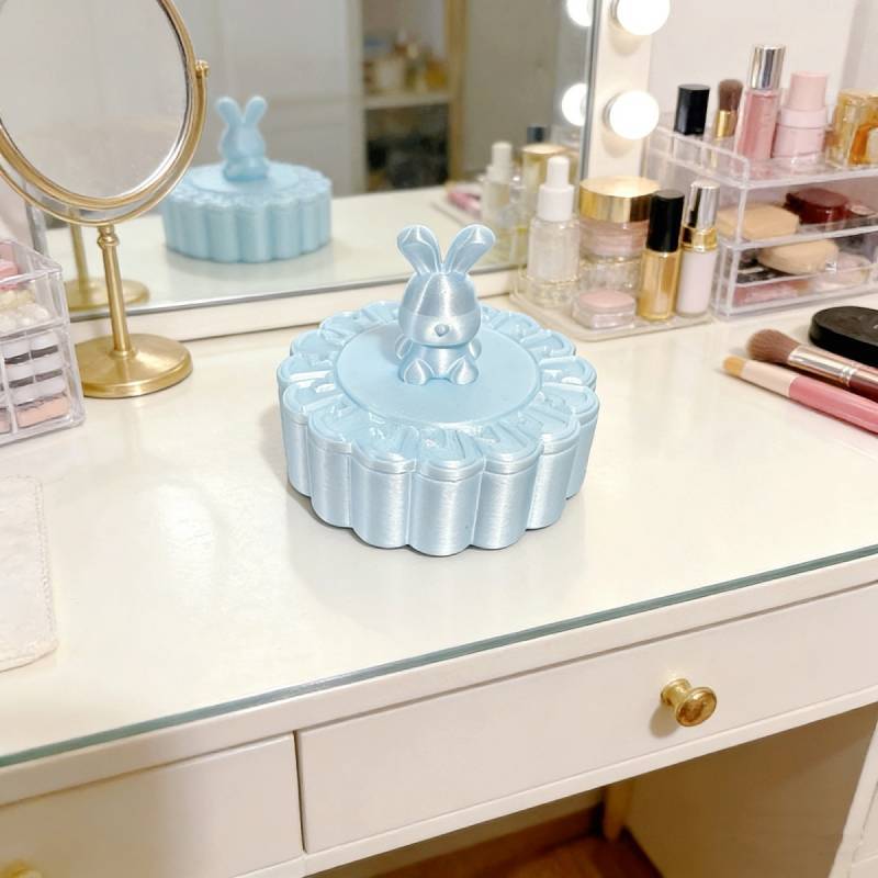 Moon Cake Rabbit Ins Style Open Cover Jewelry Box Desktop Storage Box Portable Jewelry Box qBRf