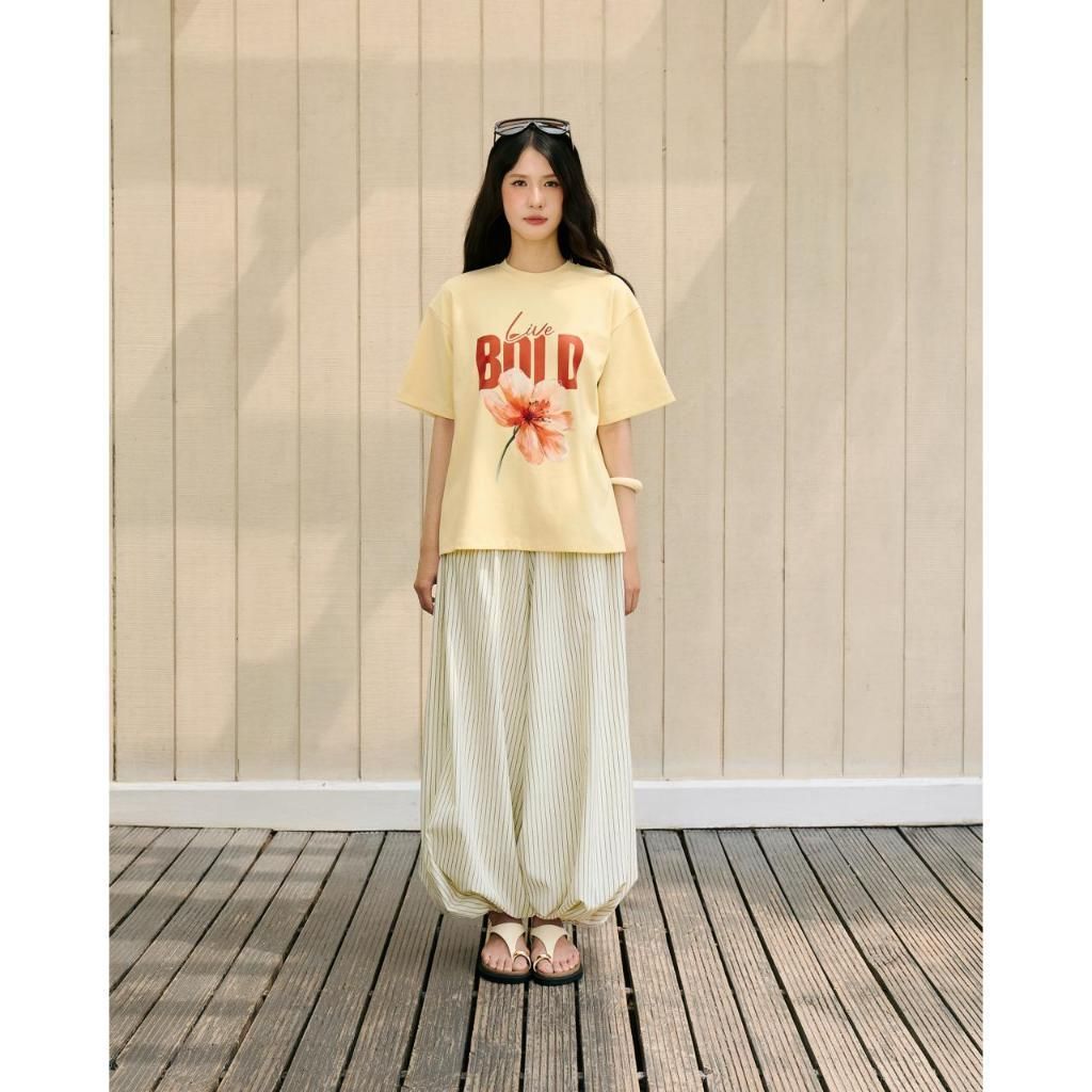 Quần alibaba nữ ống cong THE C.I.U, quần dài kẻ sọc lưng cao form rộng đi biển – Andy Pants - MN12