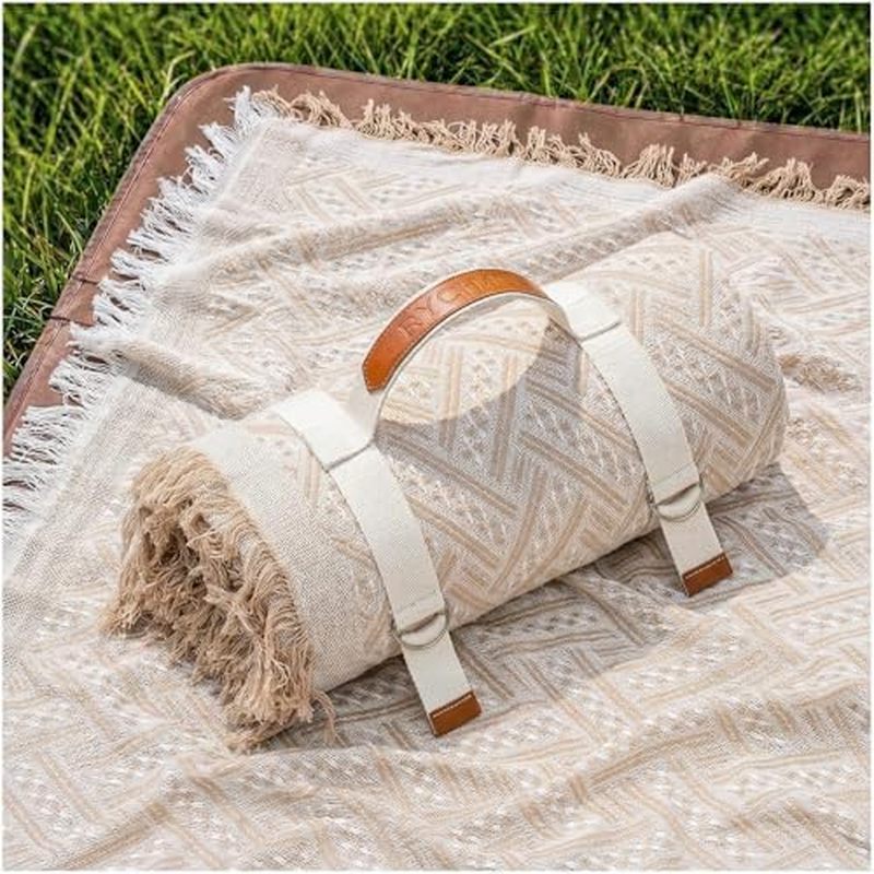 RYCHIC 2 in 1 Extra Large Boho Beach Blanket Towel Sand Free Outdoor Rug Picnic Mat Giant Oversized 