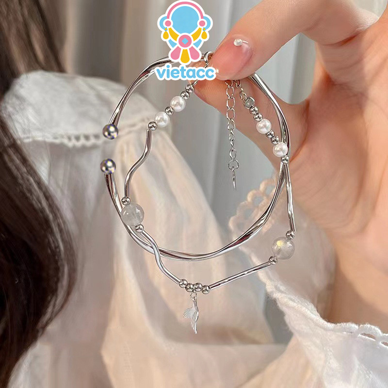 【VietAcc】vòng tay Mobius Bộ vòng tay Fishtail vòng tay đá Moonlight.