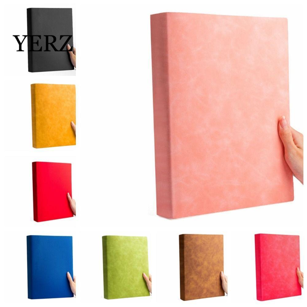 YERZ Sổ tay lớn, Dòng / Trống 200 trang Sổ tay dày A4, Cuộc họp A4 Notepad Đường ngang lớn PU Cover 