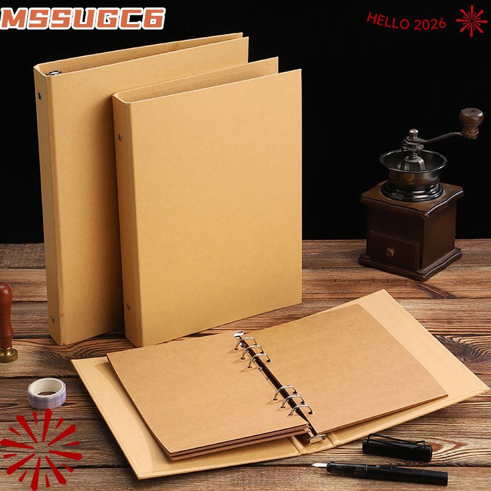 MSSUGC6 Binder File Clip, A5 B5 A4 Vintage Kraft Paper Binder Cover, Kraft Paper File Folders