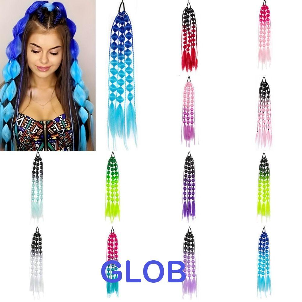 GLOB Bubble Jumbo Braid, Lantern Braid Ponytail Extension Twist Braid Bulk, Long Ombre Corlorful Hai