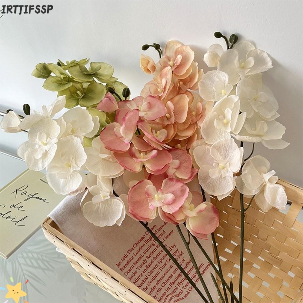 IRTJIFSSP Hoa lan bướm nhân tạo, 68cm 8 đầu Hoa giả, DIY Silk Faux Orchid Home