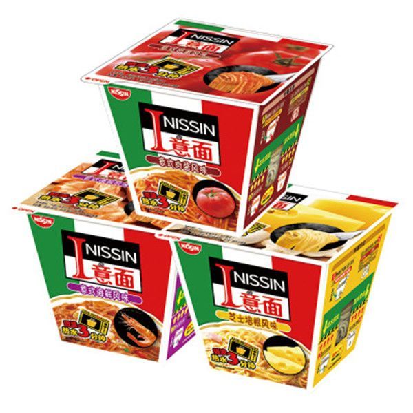 NISSIN NISSIN Dingyi Mì Nước sốt thịt Ý / Phô mai Hương vị thịt xông khói Cốc Mì 100g Mì hỗn hợp Mì 