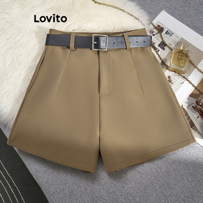 Lovito thanh lịch Quần Short Nút Quần Short Mùa Hè / Mùa Xuân Cho Nữ LNE29232 (NÂU)