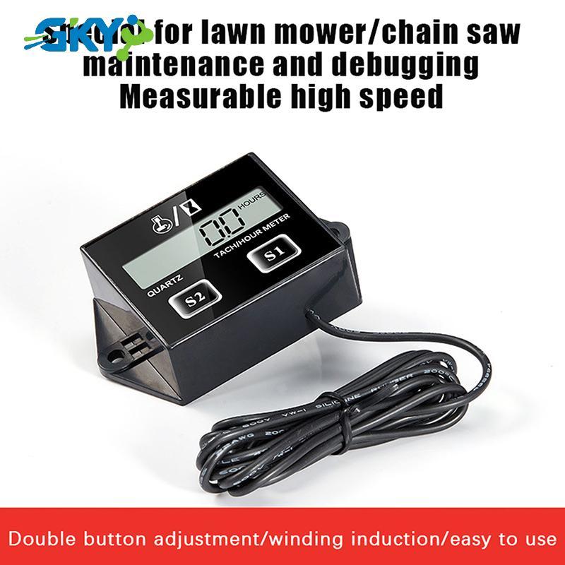 GKY Có Thể Đặt Lại Chống Nước Màn Hình Hiển Thị Kỹ Thuật Số Động Cơ Tach Hour Meter Tachometer Đo Độ