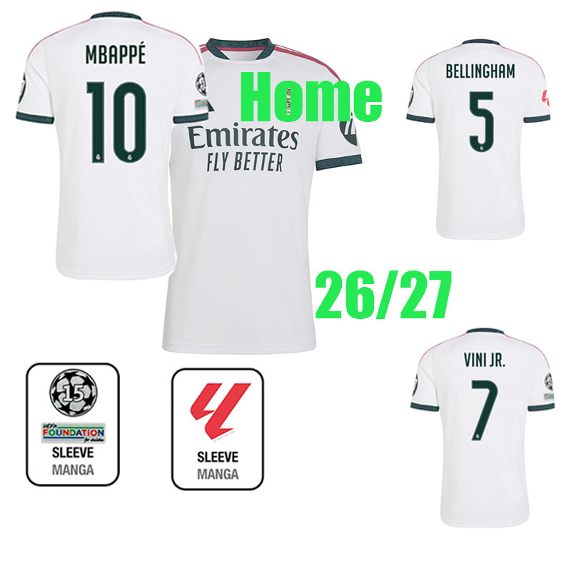 26 / 27 MBAPPÉ jersey Real MaDriDS vải bóng đá sân nhà BELLINGHAM B.FERNANDES CUCURELLA VINI JR. VAL