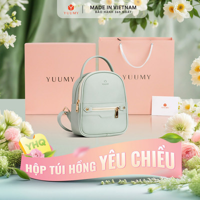 Bộ hộp quà YUUMY (Balo nữ YUUMY YBA25 + Hộp quà YHQ2 + Túi giấy YTG2 + Túi rút BVR3838 + Thiệp cảm ơn YBT1)