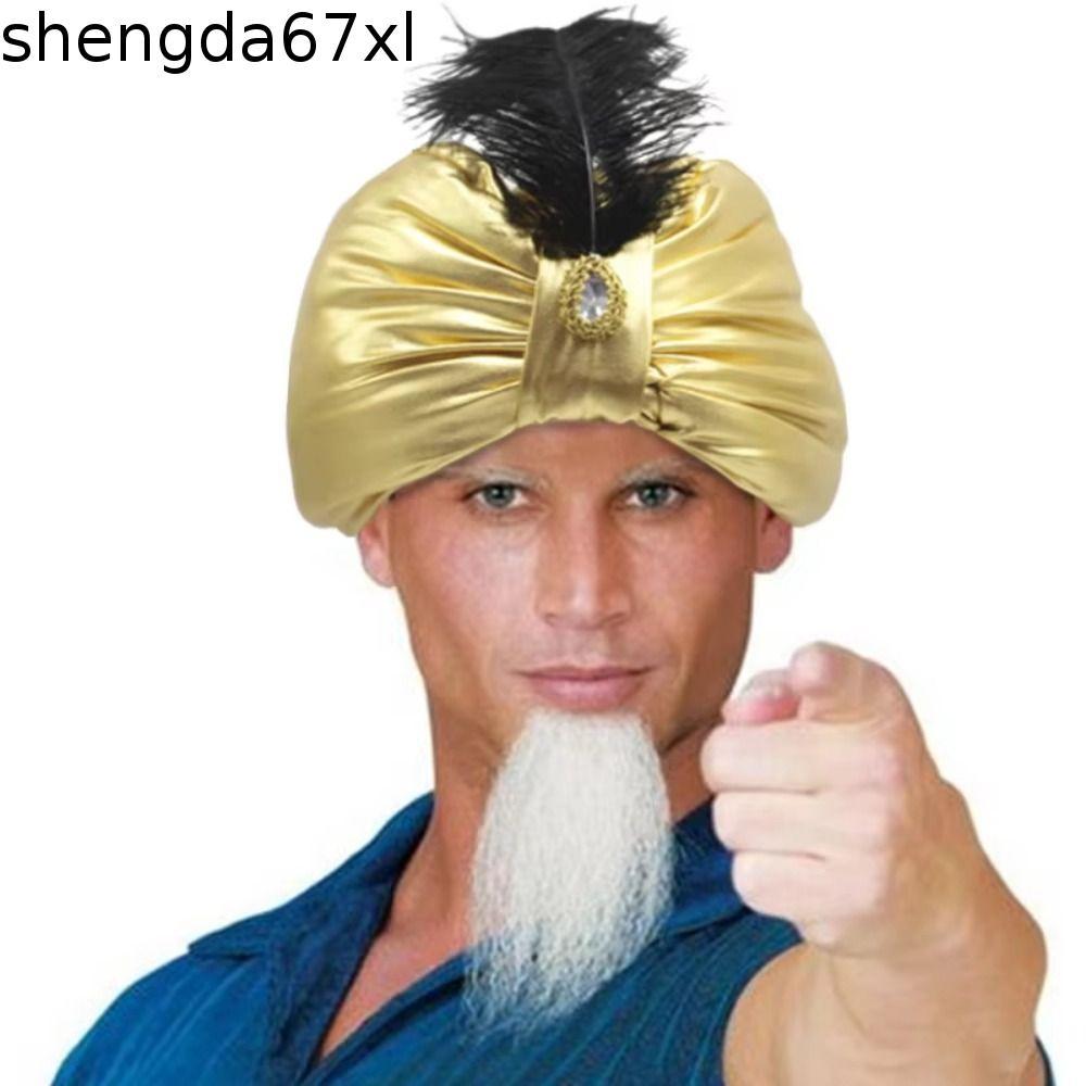 SHENGDA Ả Rập Xếp Ly Turban, Trang Điểm Quấn Đầu Ấn Độ Xếp Ly Mũ, Dân Tộc Mũ Cosplay Ả Rập Mũ Sultan