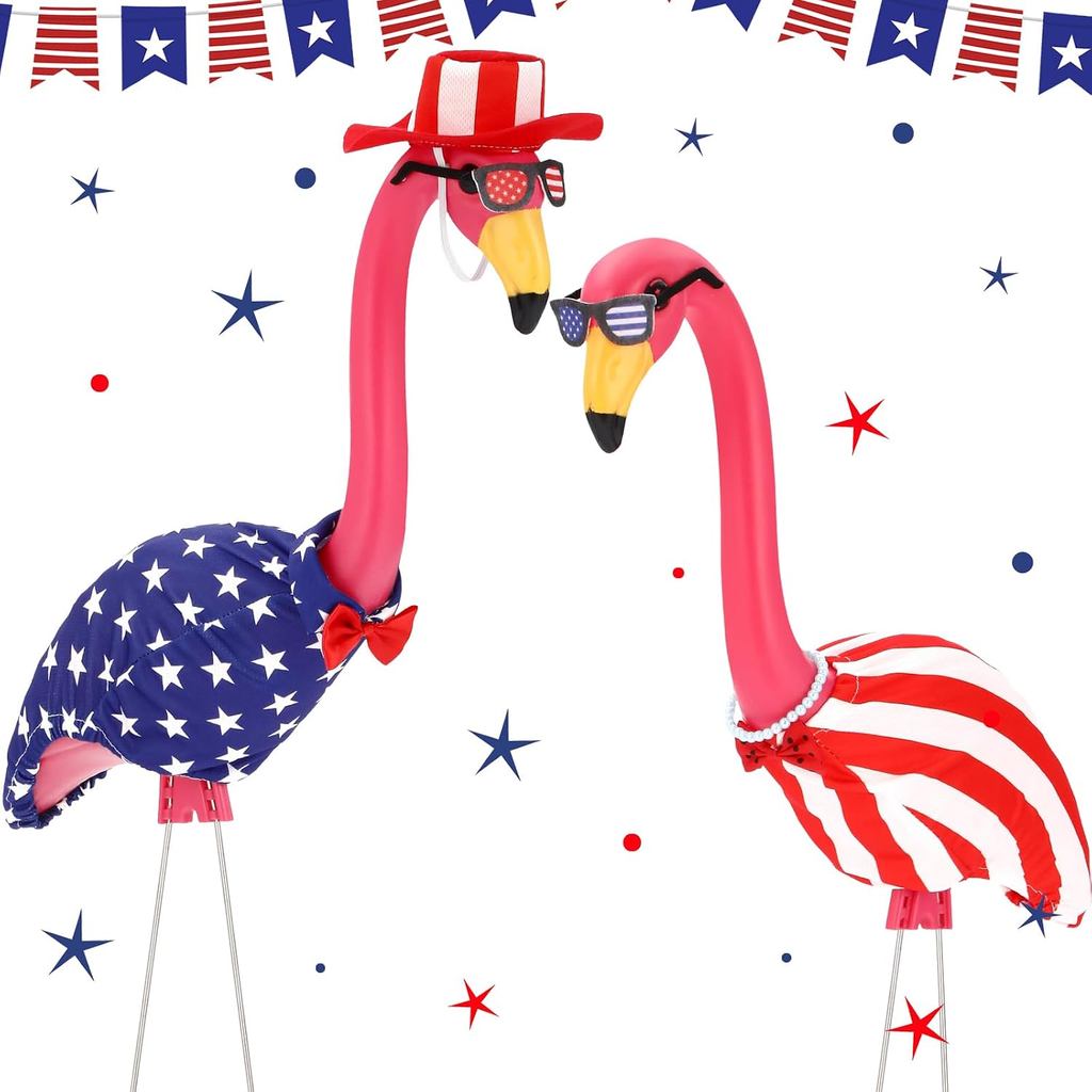 Geelin 2 Bộ 4th of July Yard Flamingo Trang phục 31 "Yêu nước Kỷ niệm 250 năm Ngày quốc khánh Cờ Mỹ 