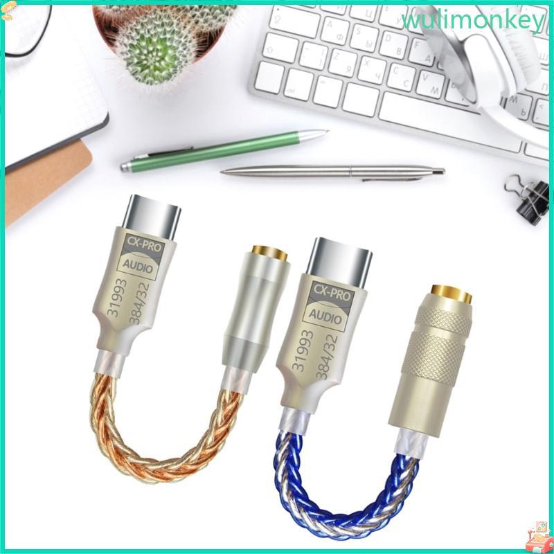 WU USB C sang 3 Bộ chuyển đổi âm thanh 5mm Loại C sang tai nghe Dongle 32bit 384KHz Dây cáp DAC với 
