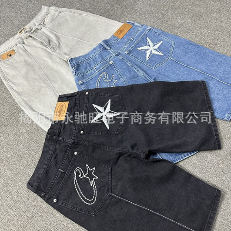 | men's straight-leg jeans | men's street boy jeans ✬Thời Trang Dạo Phố Xuyên Biên Giới Phong Cách M