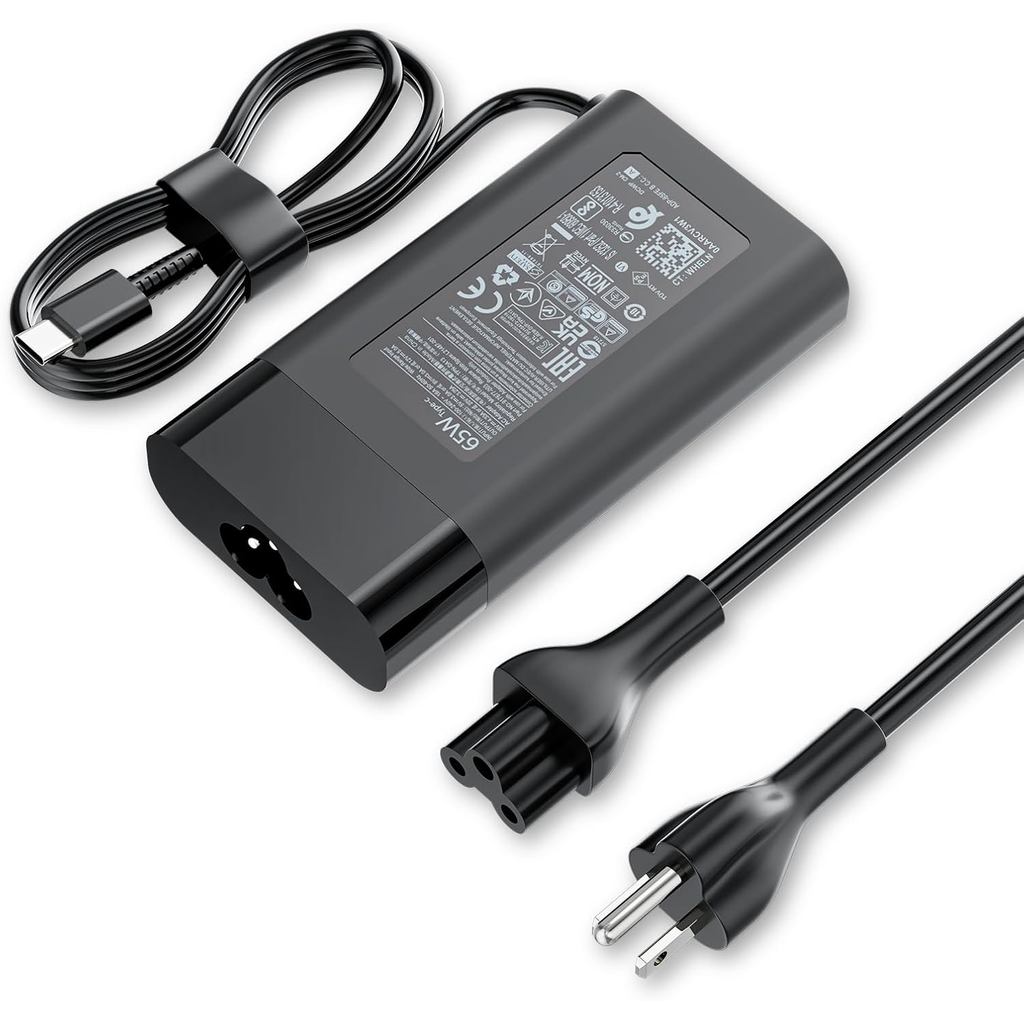 Bộ sạc USB C mỏng 65W mới phù hợp với HP Spectre x360, Envy, Chromebook 11 12 13 14, Elitebook X360,