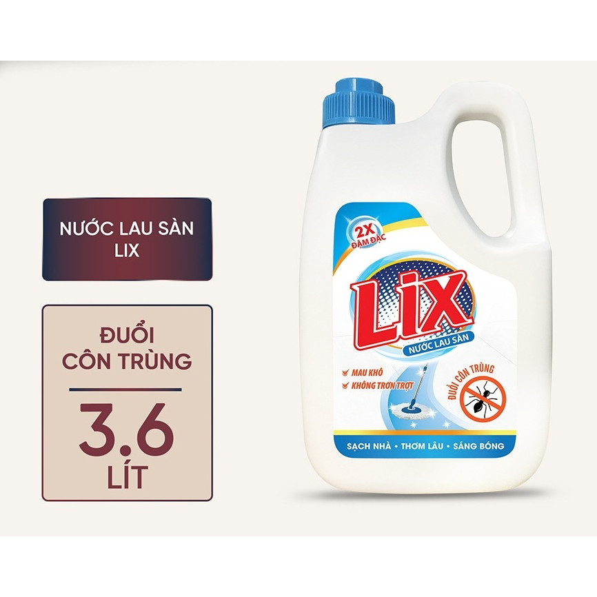 Nước Lau Sàn Lix Đuổi Côn Trùng 3.6L LD360 Hương Hoa Đậm Đặc 2X Sạch Bóng Thơm Ngát