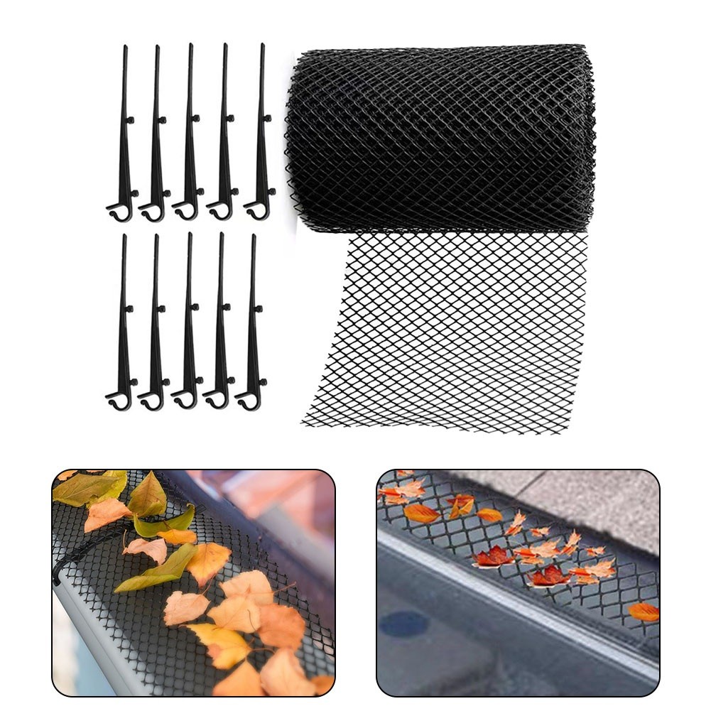 [GRCEKRIN-VN]Eaves Net 600x15cm Black Buffer Floor Net Cover With 10 Ground Nails Durable
