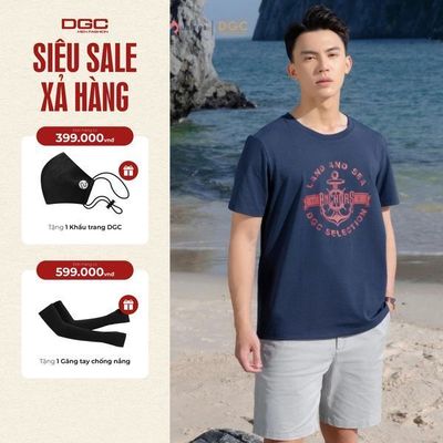 Áo T-Shirt Nam Ngắn Tay DGC Dáng Suông Họa Tiết In, Vải Thấm Hút Mồ Hôi - SATBA01M