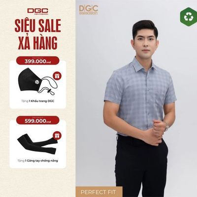 Áo sơ mi Nam ngắn tay DGC Dáng Ôm Perfect Fit, Phong Cách Trẻ Trung - SASNBD161M-S