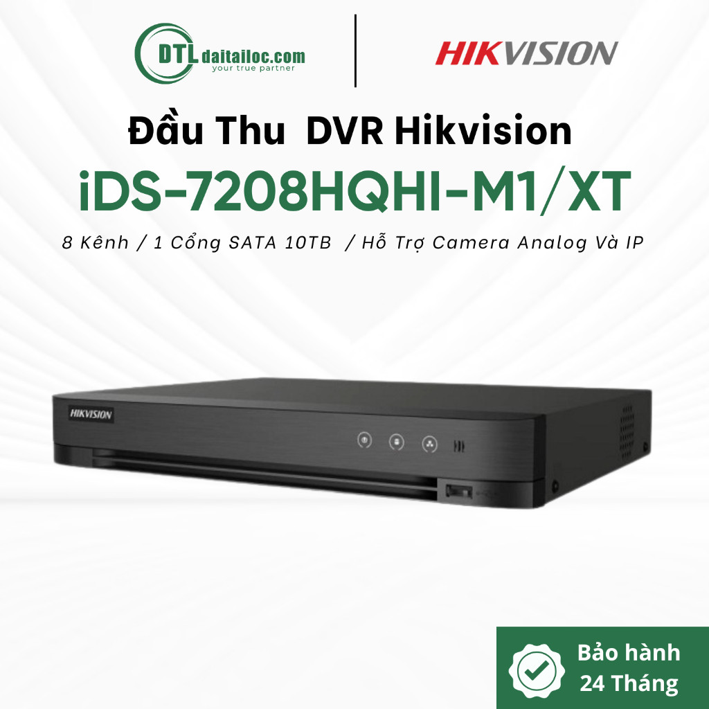 Đầu Thu DVR Hikvision iDS-7208HQHI-M1/XT (8 Kênh/1 Cổng SATA 10TB/Hỗ Trợ Camera Analog IP) | Chính H