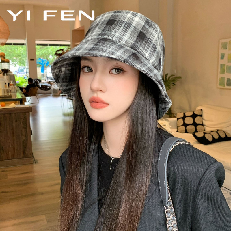 YIFEN Thu Đông Đầu Lớn Chu Vi Hàn Quốc Retro Phù Hợp Với Khuôn Mặt Nhỏ Hai Mặt Có Thể Gập Lại Chống Nắng Kiểm Tra B