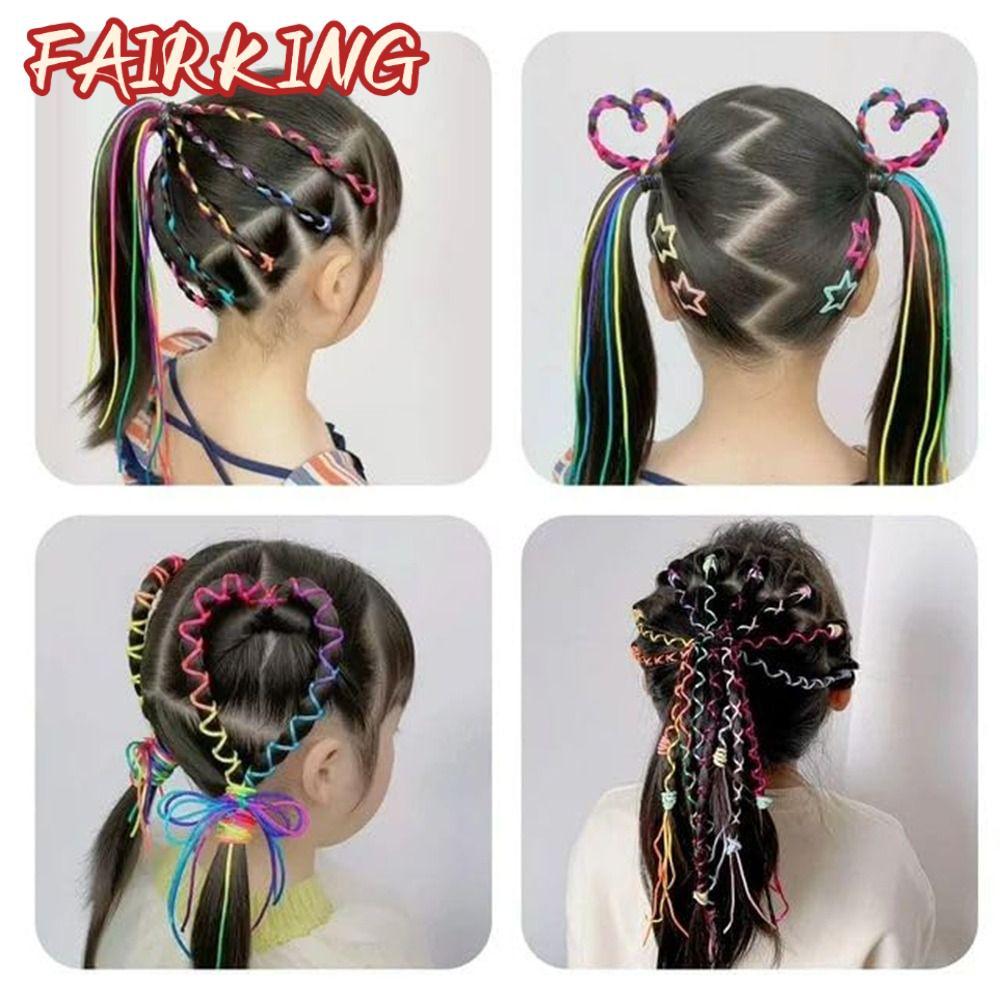 FAIR KING 16 / 24 / 32 Dây buộc tóc, Dây buộc tóc màu sắc lấp lánh cầu vồng, Dây buộc tóc Phụ kiện q