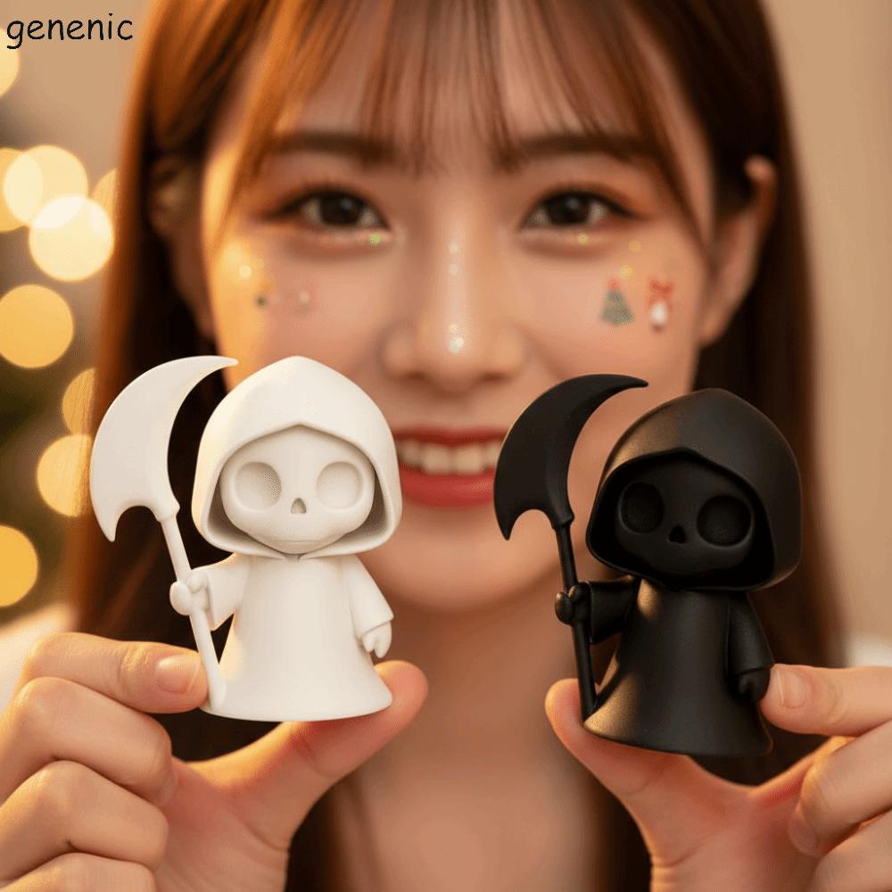 GENENIC Skull Ghost Figurine, Huỳnh Quang Xanh PLA Halloween Thu Nhỏ, Phát Sáng Trang Trí Bàn Làm Vi