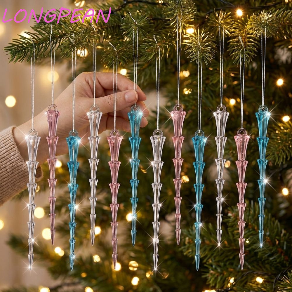 LONGPEAN 12 Chiếc Trang Trí Cây Giáng Sinh Icicle, Đồ Trang Trí Giáng Sinh Acrylic Icicle Trong Suốt